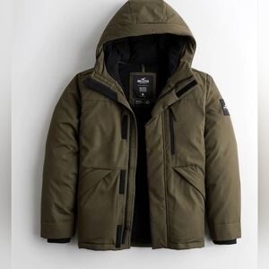 Men's Army Green Hooded Jacket XL puffer Hollister
